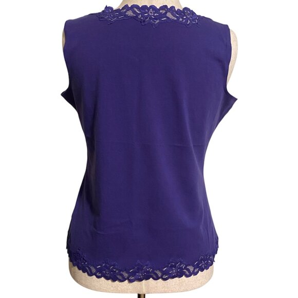 Coldwater Creek Women's Tank Top - Purple Floral Lace XL (16) - Picture 2 of 9